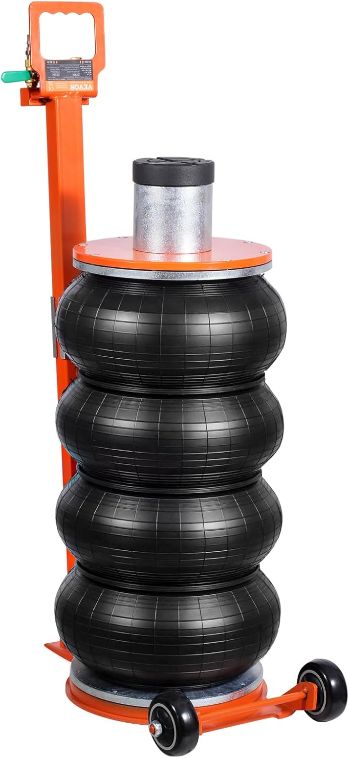VEVOR Air Jack, 6 Ton/13000 lbs Quadruple Bag Air Jack, Lift up to 26.5", with Heightened Column & Adjustable Handle, Thick Rubber Pad, 2-5 S Fast Lifting Pneumatic Jack for Car, SUV, Pickup Truck
