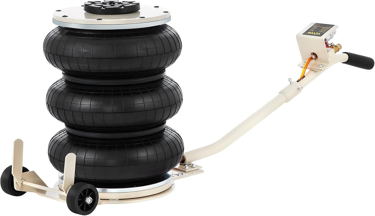 VEVOR Air Jack, 6 Ton/13000 lbs Quadruple Bag Air Jack, Lift up to 26.5", with Heightened Column & Adjustable Handle, Thick Rubber Pad, 2-5 S Fast Lifting Pneumatic Jack for Car, SUV, Pickup Truck