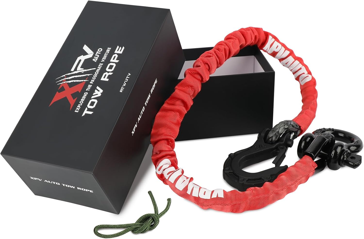 Recovery Strap (18,000lb.) 2FT with Winch Hook and D-Ring Shackle Synthetic Tow Recovery Rope for ATV Mud Recovery