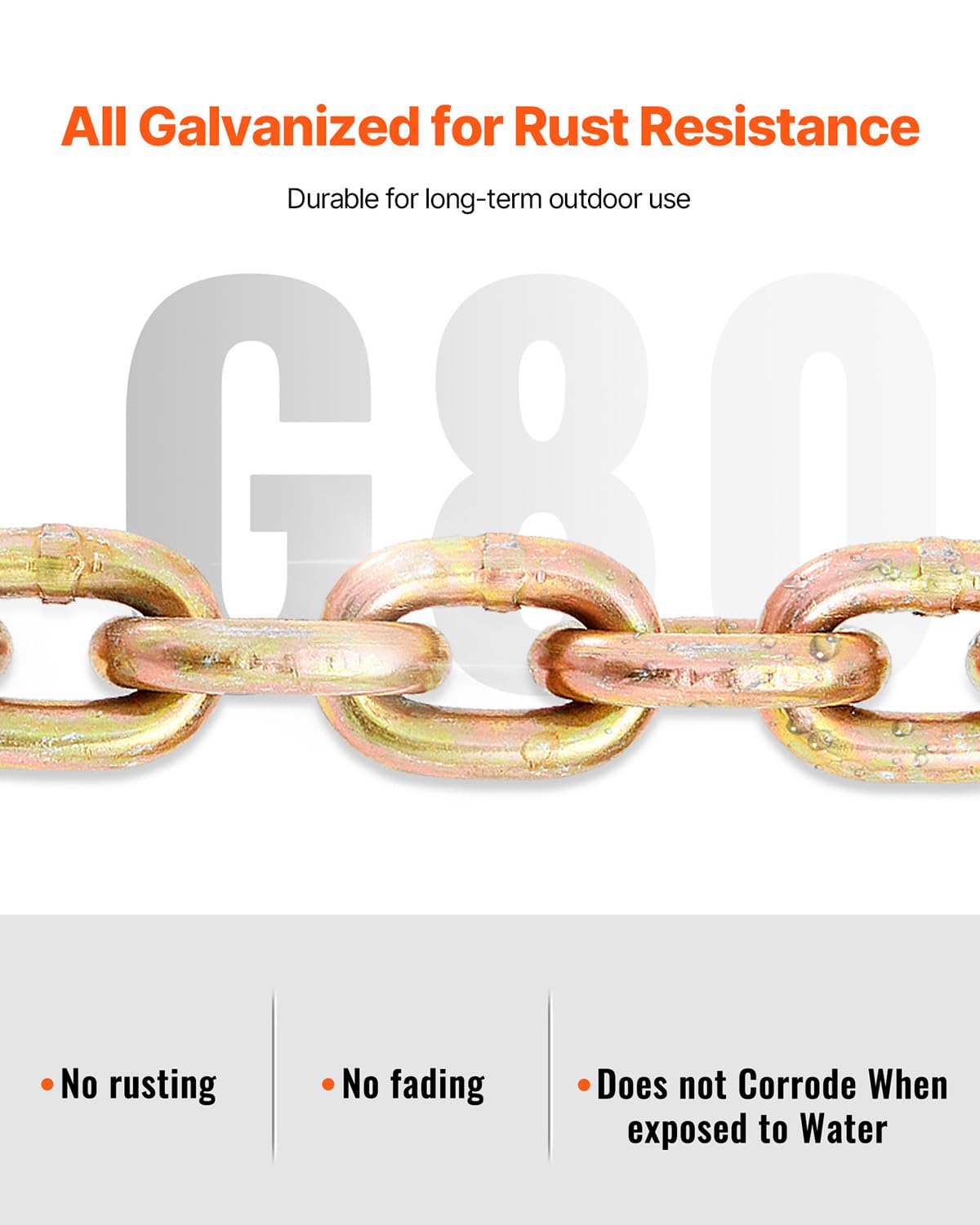 VEVOR Transport Binder Chain, 4900lbs Working Load Limit, 5/16''x20' G80 Tow Chain Tie Down with Grab Hooks, DOT Certified, Galvanized Coating Manganese Steel for Dock Factory Construction Site, 2Pack