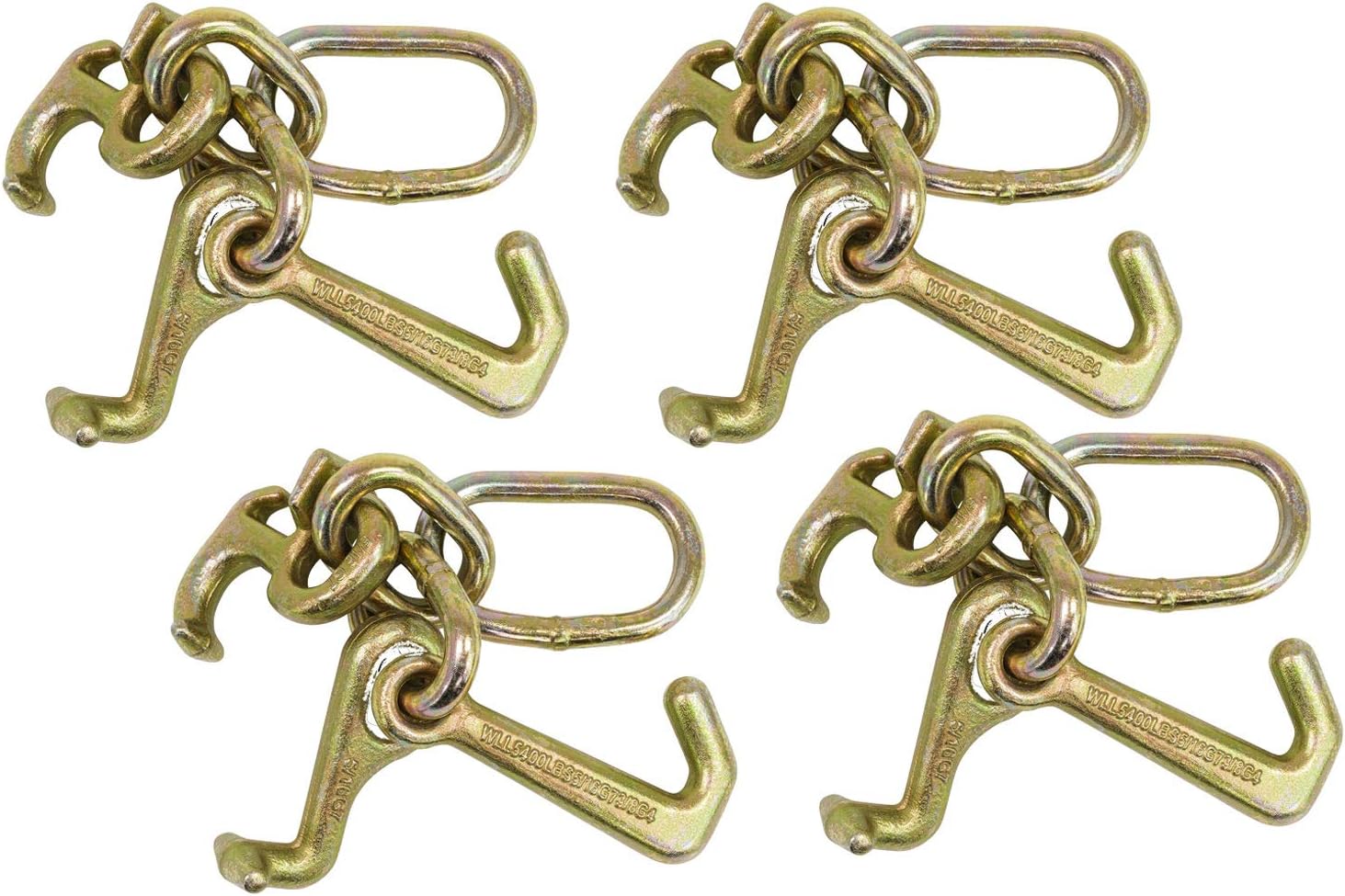 Mytee Products (2 Pack RTJ Cluster Hook Heavy Duty Wrecker Hauler Tow Towing Truck Chain Pair R T J