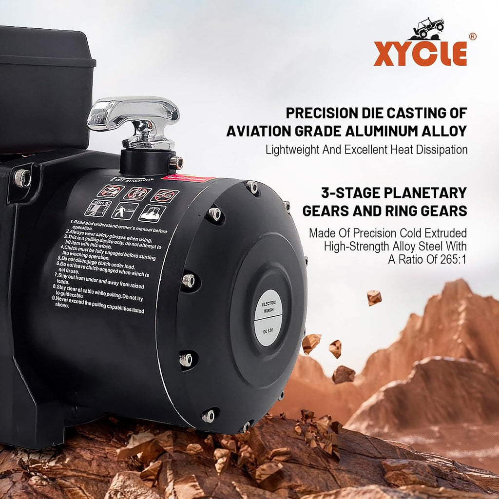 Winch13500lbs 12V Waterproof Electric Winch Synthetic Rope Truck Winch Towing Winch Boat Trailer Winch SUV 4-Wheel Drive Off-Road Vehicle with Remote Control 3/8 Synthetic Rope (Black)