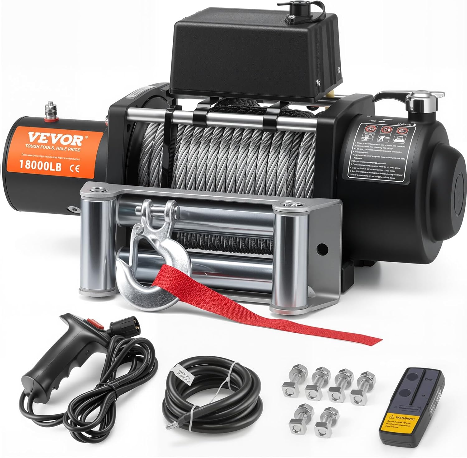 VEVOR ATV Winch, 3000 lb Electric Winch, 12V Small ATV UTV Winch with 3/16 in x 39 ft Steel Cable Roller Fairlead Wired Remote Control, IP55 Waterproof for Towing UTV ATV Car Vehicle Off-Road