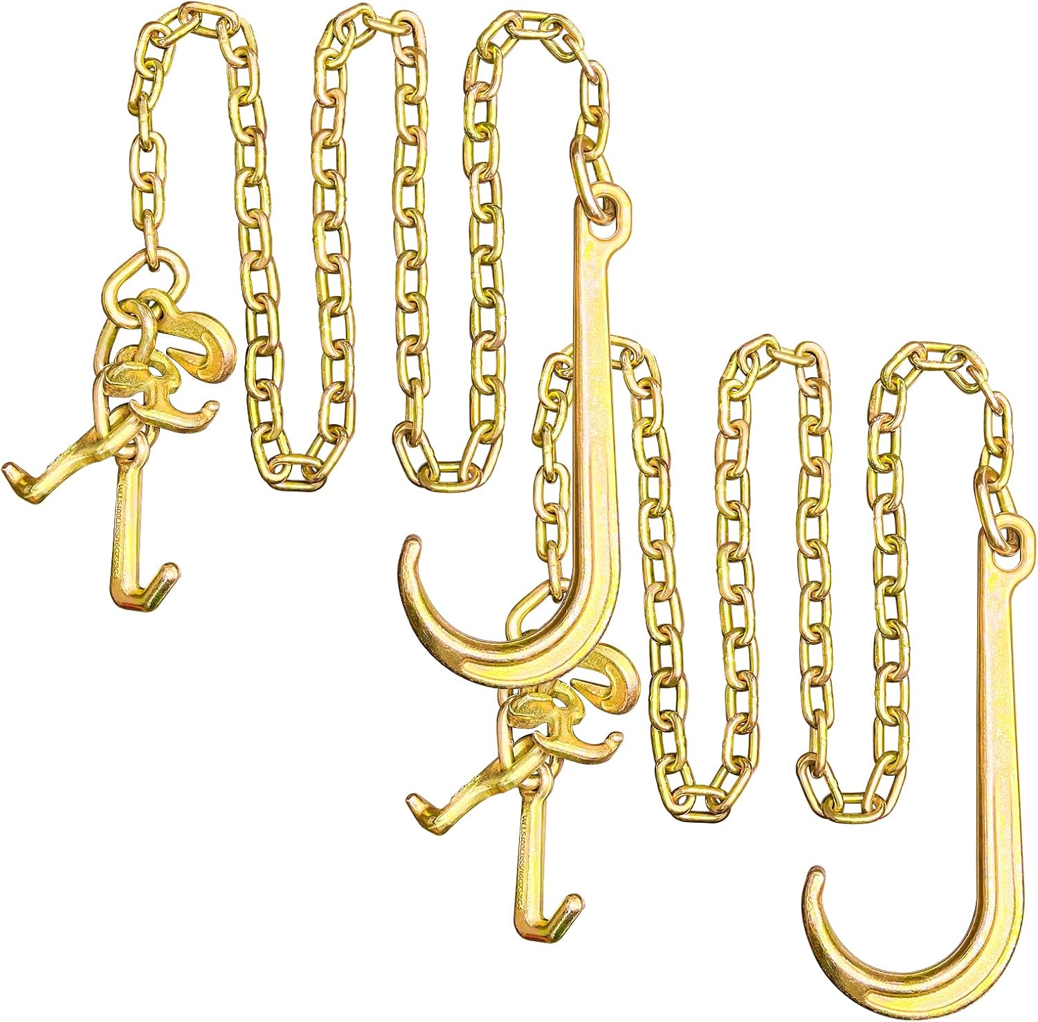 G80 j Hooks Tow Chain, 5/16" x 8' Recovery Tow Hooks Chain 15IN J Hook w/RTJ & Grab Hook, 18800LBS Tow Truck Accessories J Hooks, Bridle Tow Transport Chain, Wrecker Towing Truck Equipment