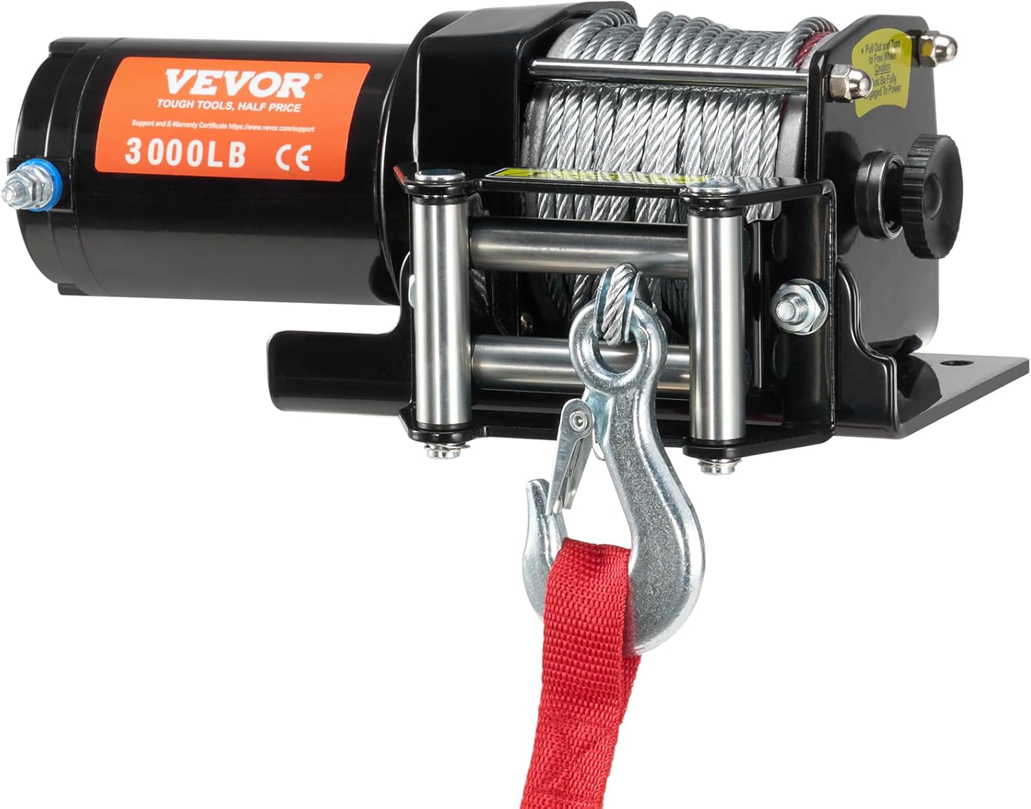VEVOR ATV Winch, 3000 lb Electric Winch, 12V Small ATV UTV Winch with 3/16 in x 39 ft Steel Cable Roller Fairlead Wired Remote Control, IP55 Waterproof for Towing UTV ATV Car Vehicle Off-Road