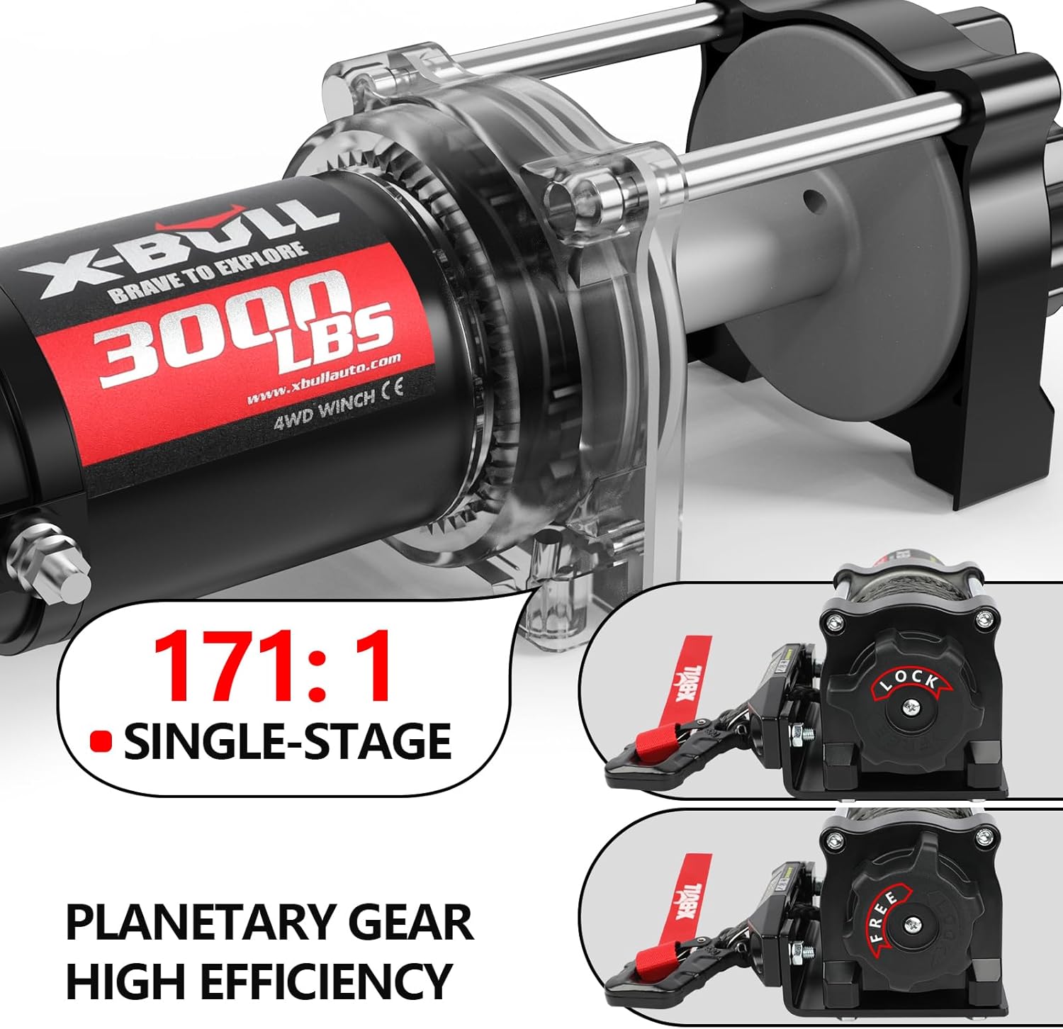 X-BULL New 12V DC 3000LBS IP68 Waterproof Electric Winch for Towing ATV/UTV, Boat, Off Road, Wireless Remote and Corded Control Recovery, Portable Synthetic Rope Electric Winch with Hawse Fairlead.