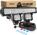 Nilight - ZH002 20Inch 126W Spot Flood Combo Off Road Led Light Bar 2PCS 18w 4Inch LED Pods With 16AWG Wiring Harness Kit-3 Lead For Tractor, 2 Years Warranty