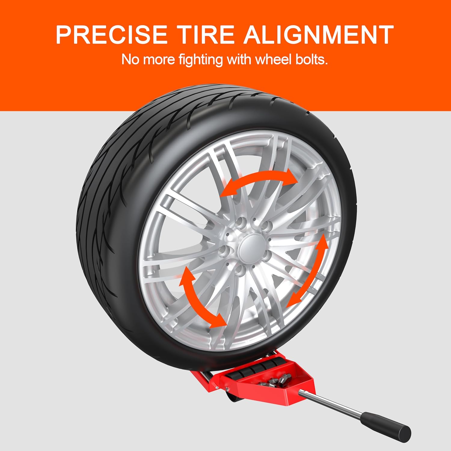 Pro Tire Lifter Cart - Pre-Assembled Wheel Dolly for Cars/SUVs/Trucks, Dual Stainless Rollers & 5 All-Terrain Wheels, Foldable Steel Frame, Lug Nut Organizer & Extended Handle (2-Year Warranty)