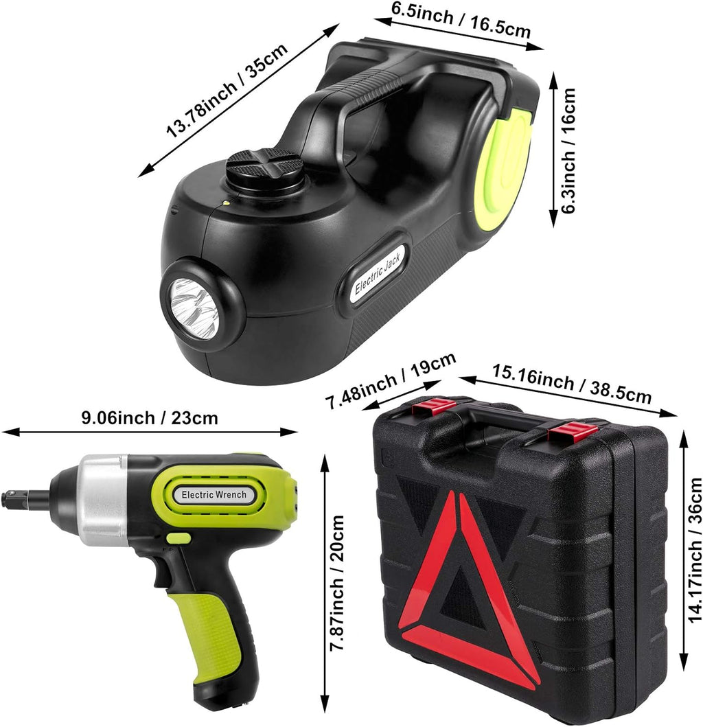 VEVOR Electric Car Jack 5 Ton Car Jack Hydraulic with Electric Impact Wrench, LED Light Hydraulic Auto Repair Tool, 135-360 mm Lifting Range for SUV MPV Sedan Truck Repair