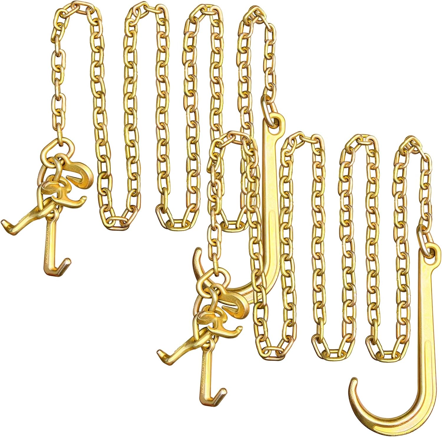 G80 j Hooks Tow Chain, 5/16" x 8' Recovery Tow Hooks Chain 15IN J Hook w/RTJ & Grab Hook, 18800LBS Tow Truck Accessories J Hooks, Bridle Tow Transport Chain, Wrecker Towing Truck Equipment