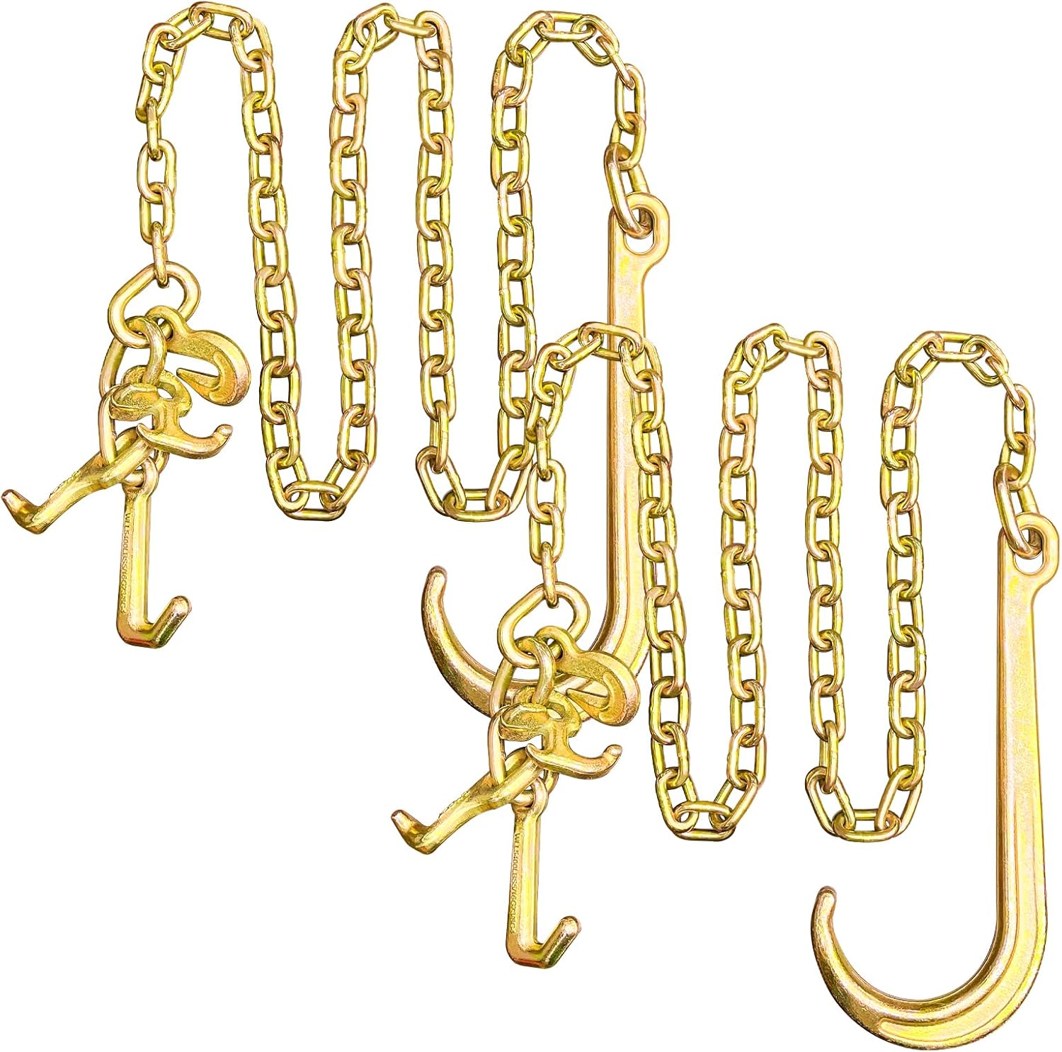 G80 j Hooks Tow Chain, 5/16" x 8' Recovery Tow Hooks Chain 15IN J Hook w/RTJ & Grab Hook, 18800LBS Tow Truck Accessories J Hooks, Bridle Tow Transport Chain, Wrecker Towing Truck Equipment