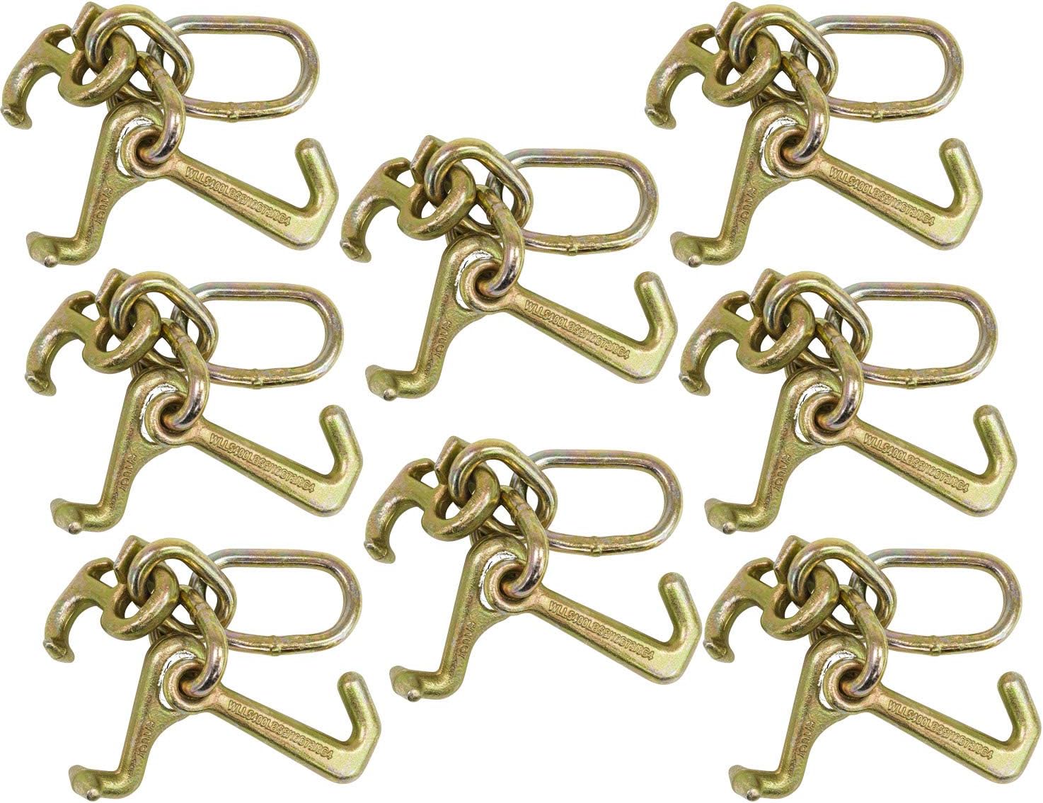 Mytee Products (2 Pack RTJ Cluster Hook Heavy Duty Wrecker Hauler Tow Towing Truck Chain Pair R T J