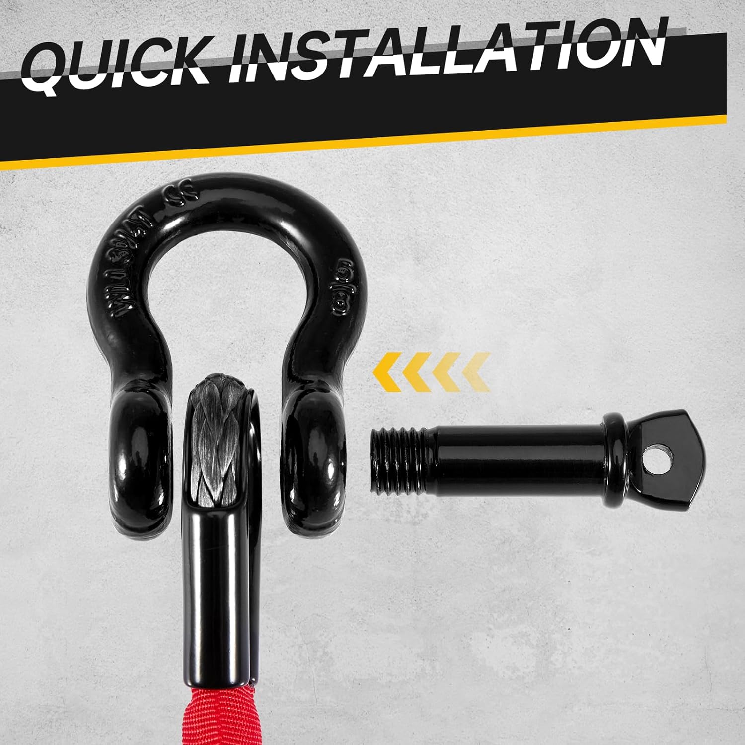 2FT ATV Recovery Strap 18000lb with Winch Hook and D Ring Shackle Synthetic Tow Recovery Rope with Loops Premium Mudding Accessories