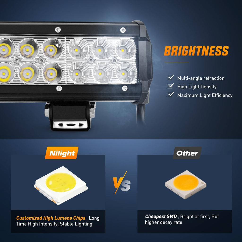 Nilight 20Inch 126W Spot Flood Combo Led Light Bar 4PCS 4Inch 18W Spot LED Pods Fog Lights with LED Light Bar Wiring Harness Kit for Truck Tractor Off-Road Pickup Golf Cart SUV ATV UTV 4x4 Van Camper