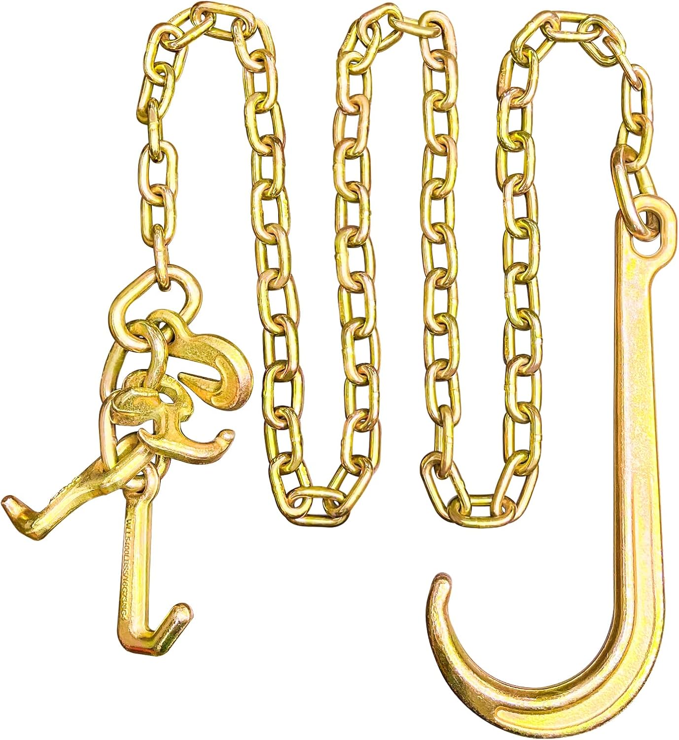 G80 j Hooks Tow Chain, 5/16" x 8' Recovery Tow Hooks Chain 15IN J Hook w/RTJ & Grab Hook, 18800LBS Tow Truck Accessories J Hooks, Bridle Tow Transport Chain, Wrecker Towing Truck Equipment