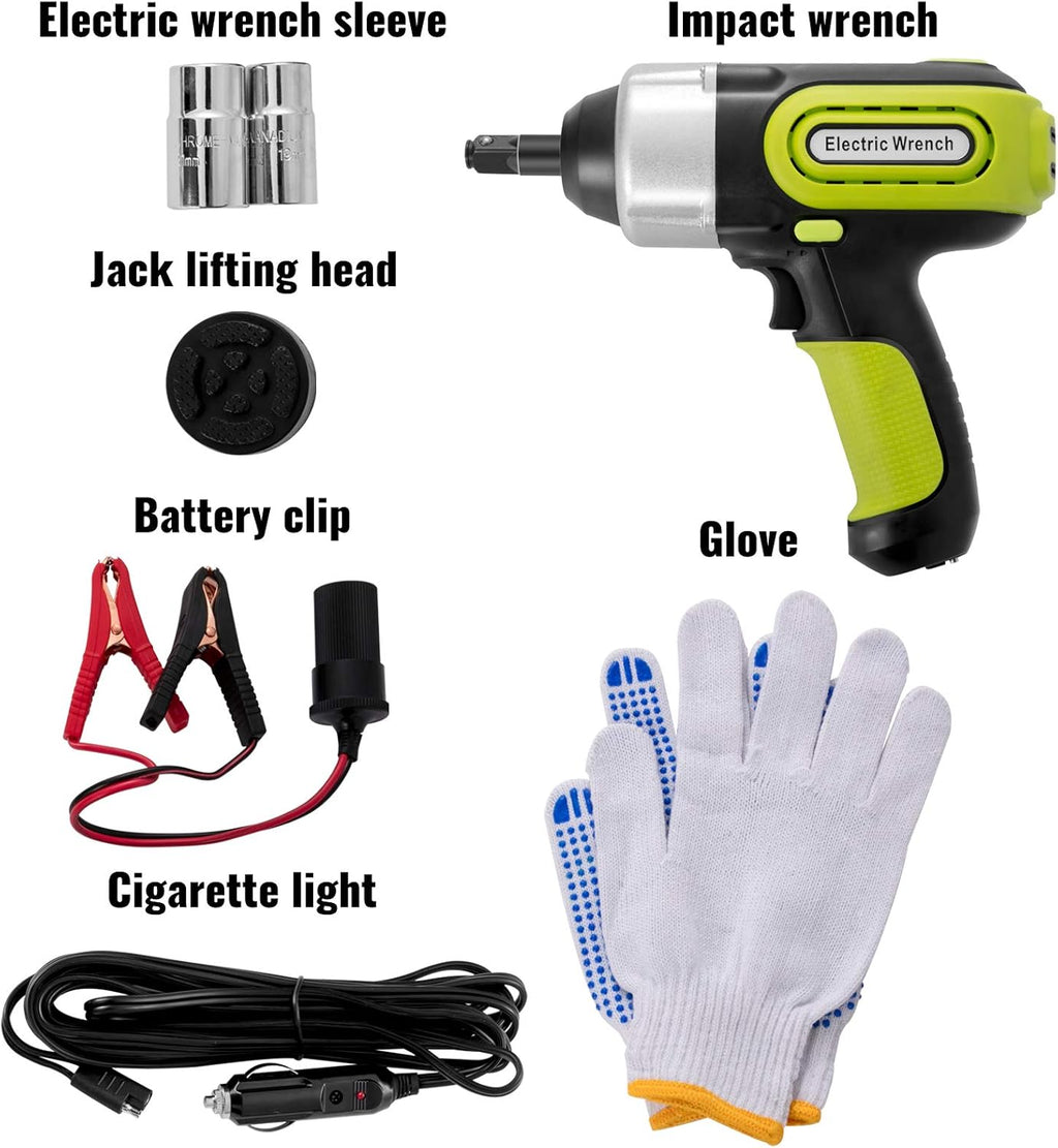 VEVOR Electric Car Jack 5 Ton Car Jack Hydraulic with Electric Impact Wrench, LED Light Hydraulic Auto Repair Tool, 135-360 mm Lifting Range for SUV MPV Sedan Truck Repair