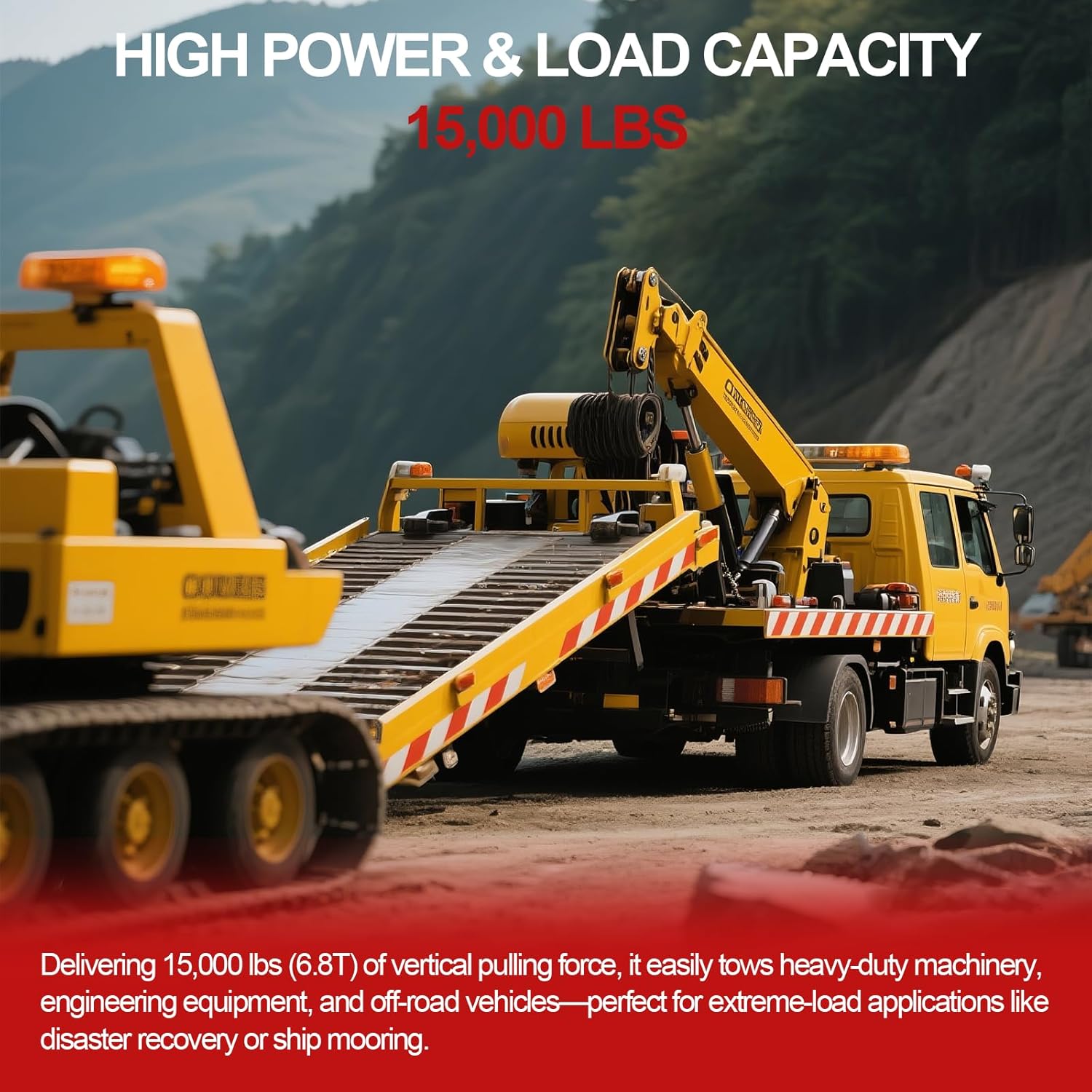 Hydraulic Winch 15000LBS,2/5"x78FT Steel Cable - BMR80 Motor, 36:1 Gear Ratio - Great for Wreckers, Trailers & Vehicle Recovery (78FT Steel Rope/15,000 LBS)