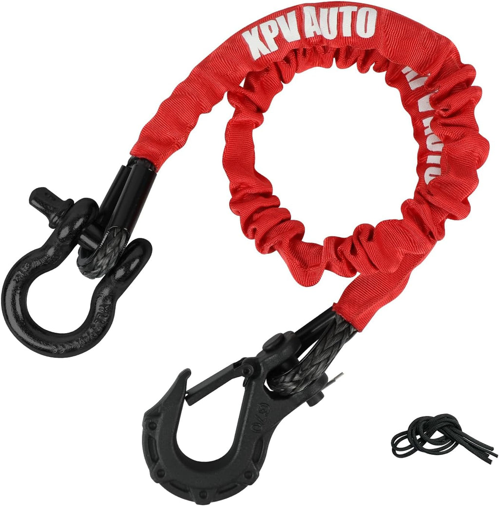 Recovery Strap (18,000lb.) 2FT with Winch Hook and D-Ring Shackle Synthetic Tow Recovery Rope for ATV Mud Recovery