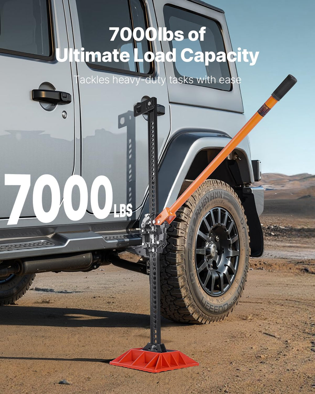 VEVOR Farm Jack with Base, 48" Utility High Lift Farm Jack, 3.18 Ton (7,000 lbs) Capacity Ratcheting Off Road Utility Jacks, Heavy-Duty Lift Jacks with 5.12"-42.5" Lifting Range for Tractor, Truck,SUV