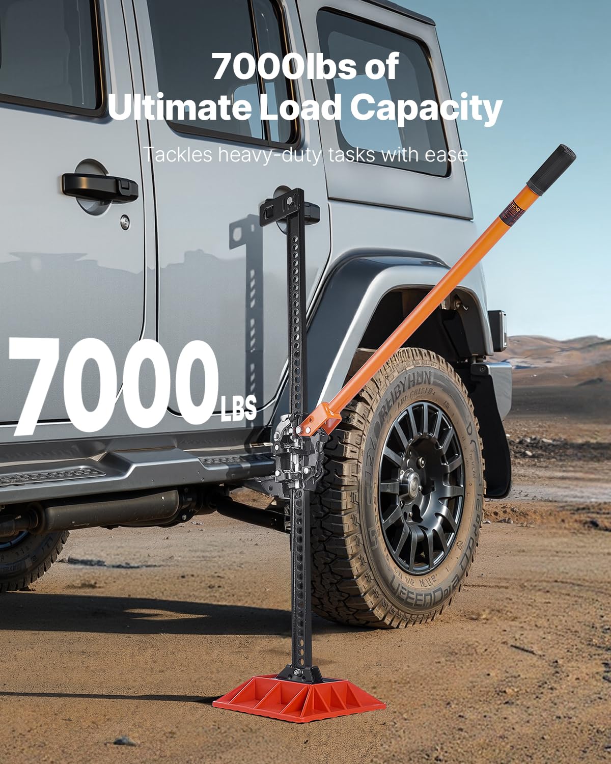 VEVOR Farm Jack with Base, 48" Utility High Lift Farm Jack, 3.18 Ton (7,000 lbs) Capacity Ratcheting Off Road Utility Jacks, Heavy-Duty Lift Jacks with 5.12"-42.5" Lifting Range for Tractor, Truck,SUV