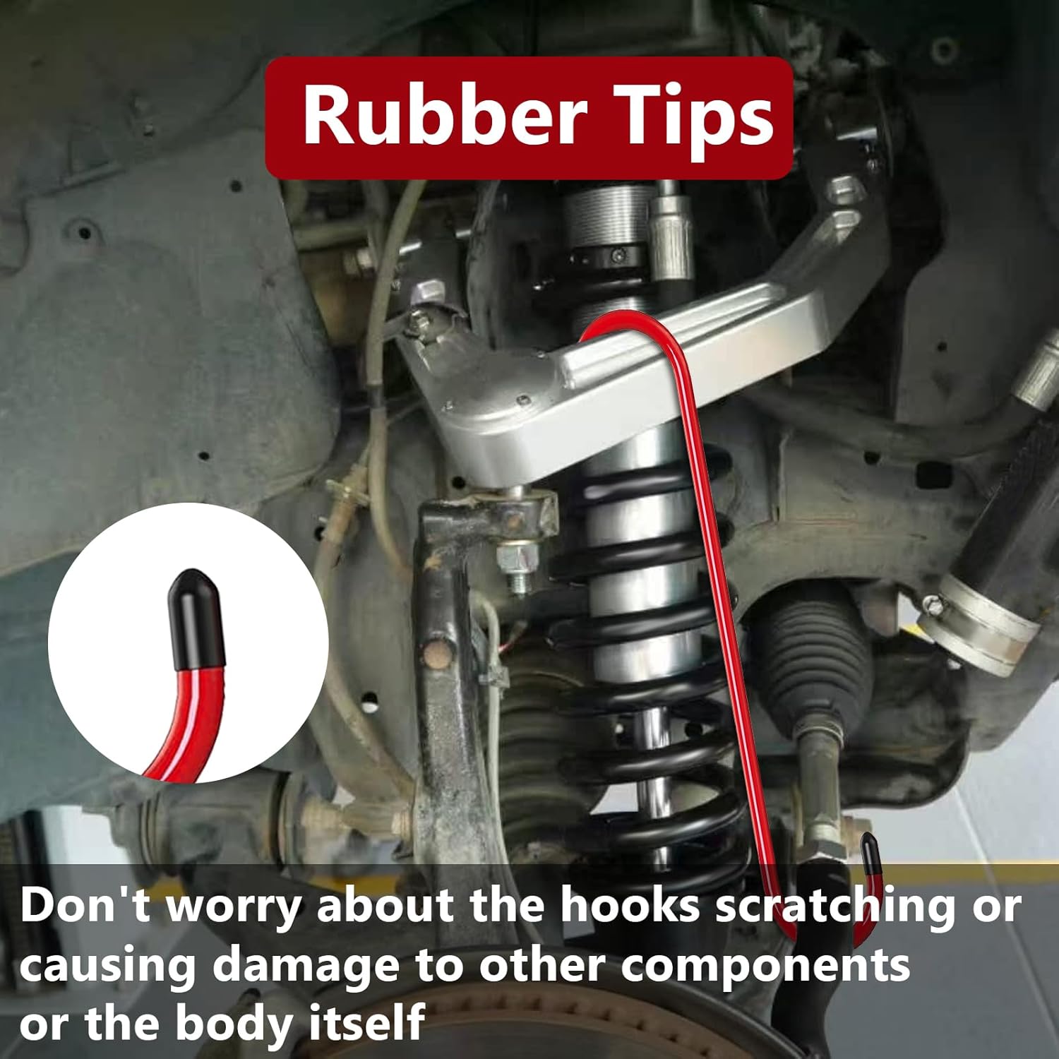 2PCS Brake Caliper Hanger Caliper Hangers Hooks with Rubber Tips, Durable Steel, Rust-Proof Automotive Tools for Braking, Axle, Suspension, Herramientas para Extensión de Frenos