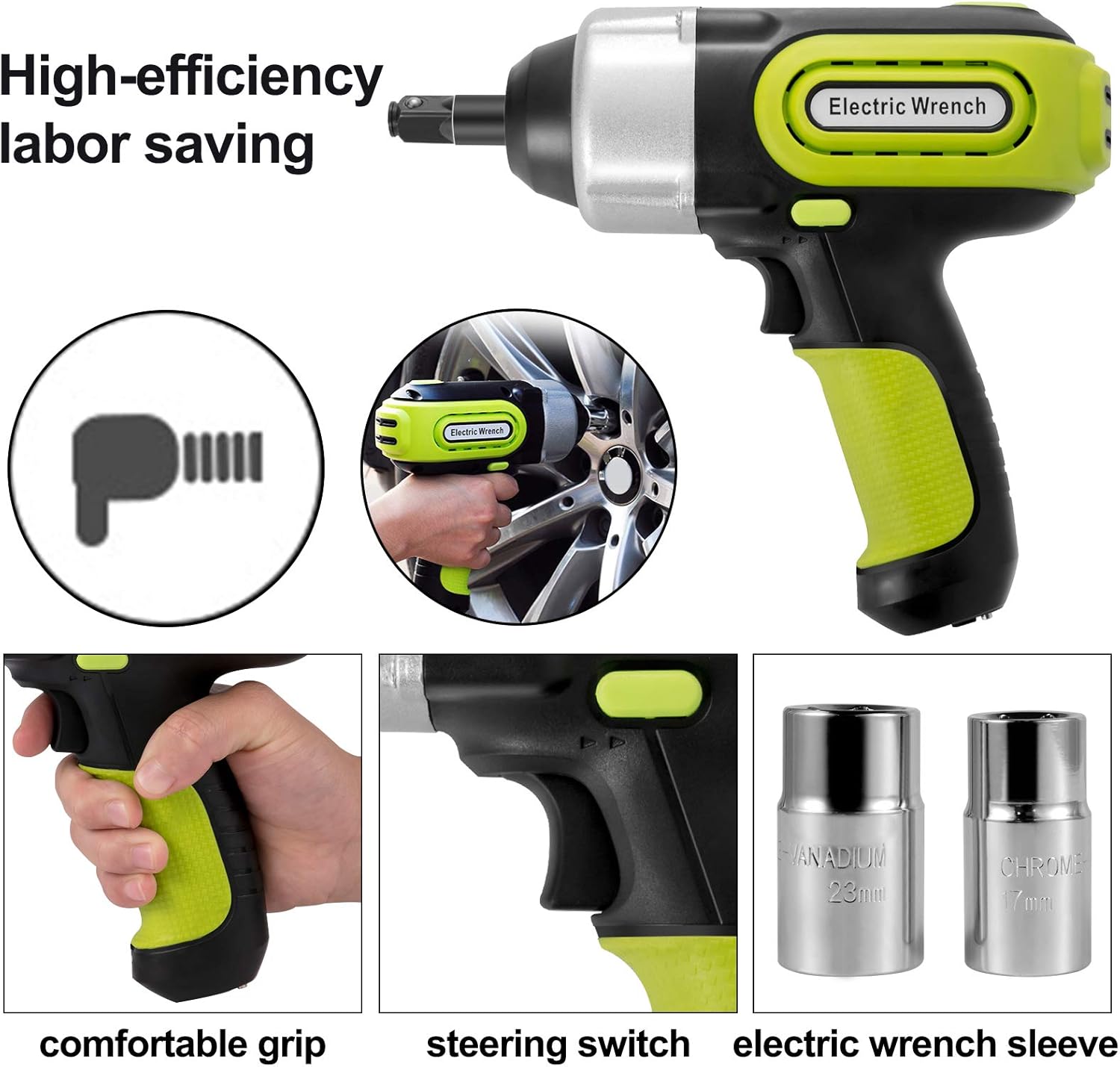 VEVOR Electric Car Jack 5 Ton Car Jack Hydraulic with Electric Impact Wrench, LED Light Hydraulic Auto Repair Tool, 135-360 mm Lifting Range for SUV MPV Sedan Truck Repair