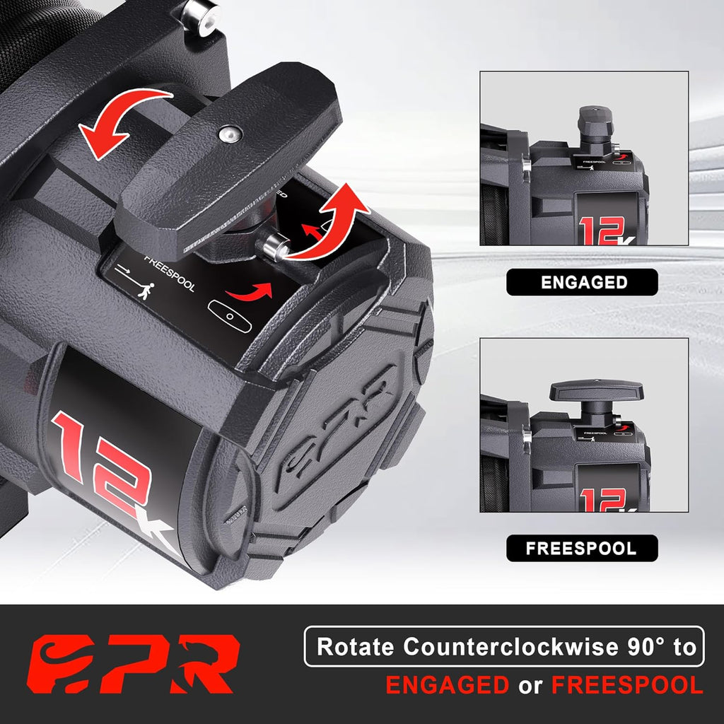 OPENROAD 12000 lbs Winch with Synthetic Rope and 2 Wireless Remotes -Panther Series 3S