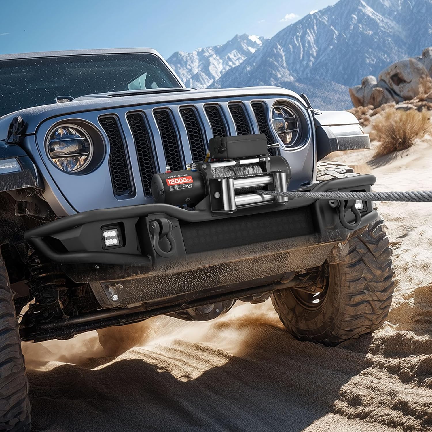VEVOR Electric Winch, 12000 lbs Load Capacity, 12V DC Truck Winch with Φ0.36 in x 80 ft Steel Rope, Wireless & Wired Remote Control, IP55 Waterproof for Towing SUV Jeep Trailer Boat Off-Road Vehicle
