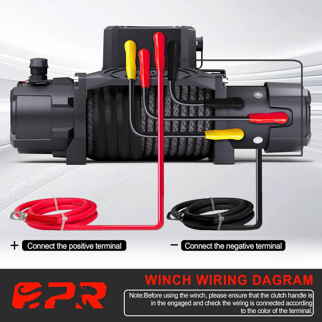 OPENROAD 12000 lbs Winch with Synthetic Rope and 2 Wireless Remotes -Panther Series 3S