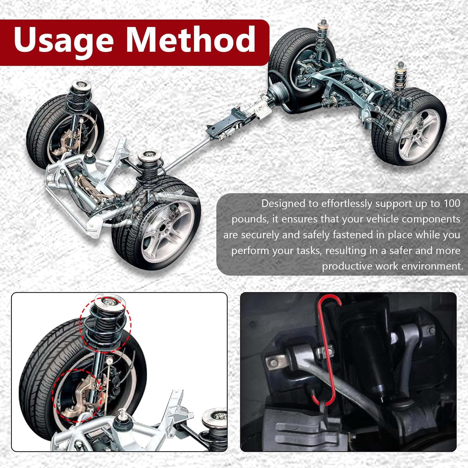 2PCS Brake Caliper Hanger Caliper Hangers Hooks with Rubber Tips, Durable Steel, Rust-Proof Automotive Tools for Braking, Axle, Suspension, Herramientas para Extensión de Frenos