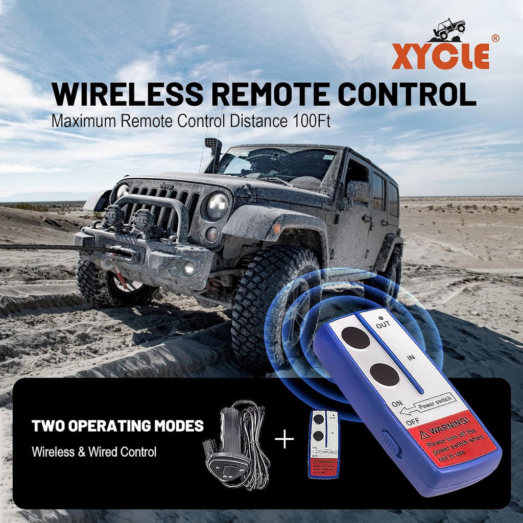 Winch13500lbs 12V Waterproof Electric Winch Synthetic Rope Truck Winch Towing Winch Boat Trailer Winch SUV 4-Wheel Drive Off-Road Vehicle with Remote Control 3/8 Synthetic Rope (Black)