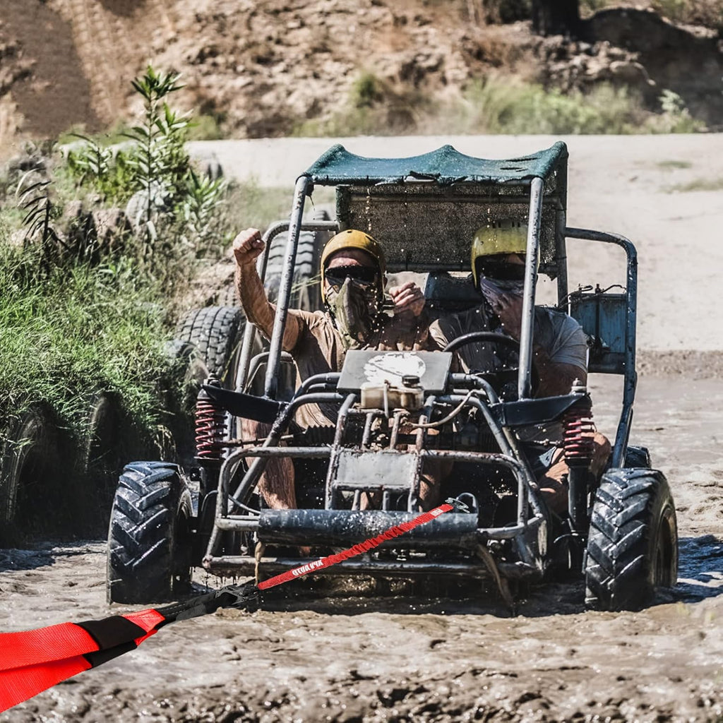 Recovery Strap (18,000lb.) 2FT with Winch Hook and D-Ring Shackle Synthetic Tow Recovery Rope for ATV Mud Recovery