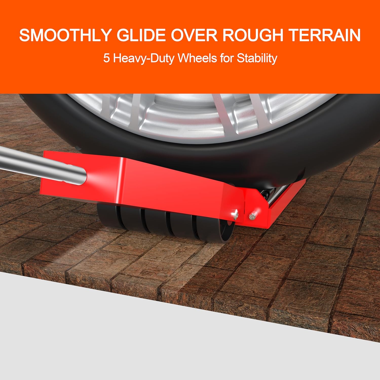 Pro Tire Lifter Cart - Pre-Assembled Wheel Dolly for Cars/SUVs/Trucks, Dual Stainless Rollers & 5 All-Terrain Wheels, Foldable Steel Frame, Lug Nut Organizer & Extended Handle (2-Year Warranty)