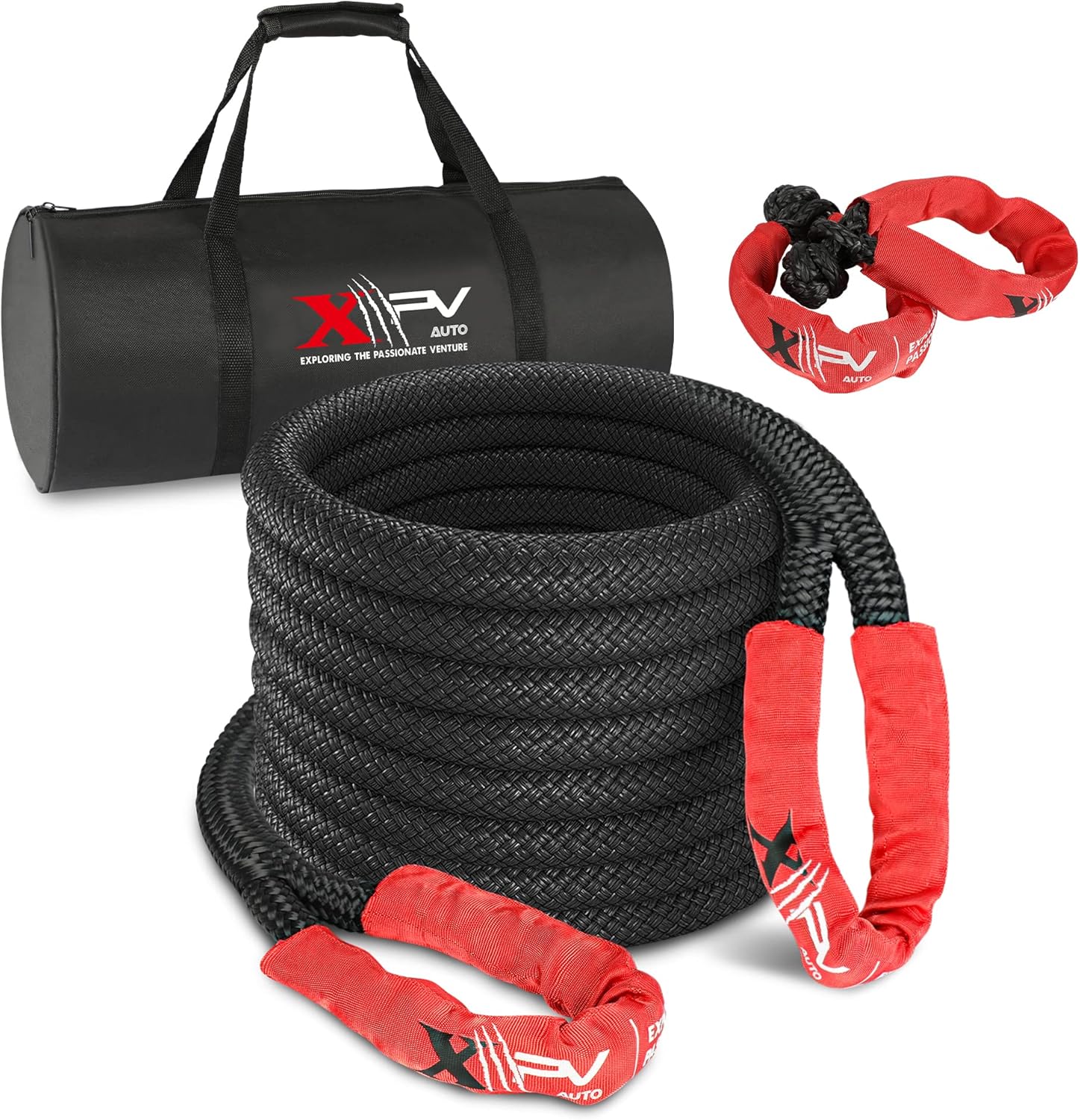 Recovery Strap (18,000lb.) 2FT with Winch Hook and D-Ring Shackle Synthetic Tow Recovery Rope for ATV Mud Recovery