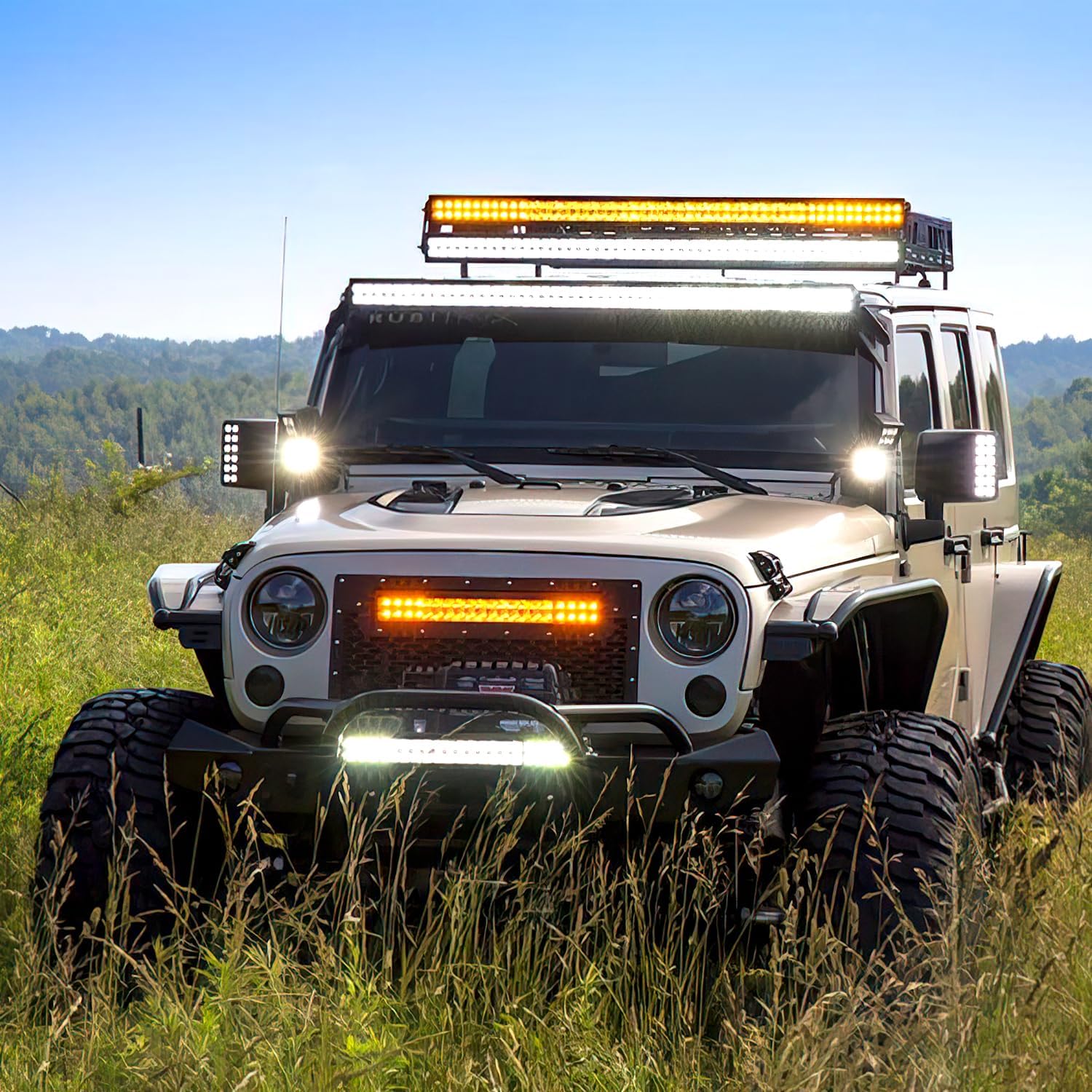 Nilight 20Inch 126W Spot Flood Combo Led Light Bar 4PCS 4Inch 18W Spot LED Pods Fog Lights with LED Light Bar Wiring Harness Kit for Truck Tractor Off-Road Pickup Golf Cart SUV ATV UTV 4x4 Van Camper