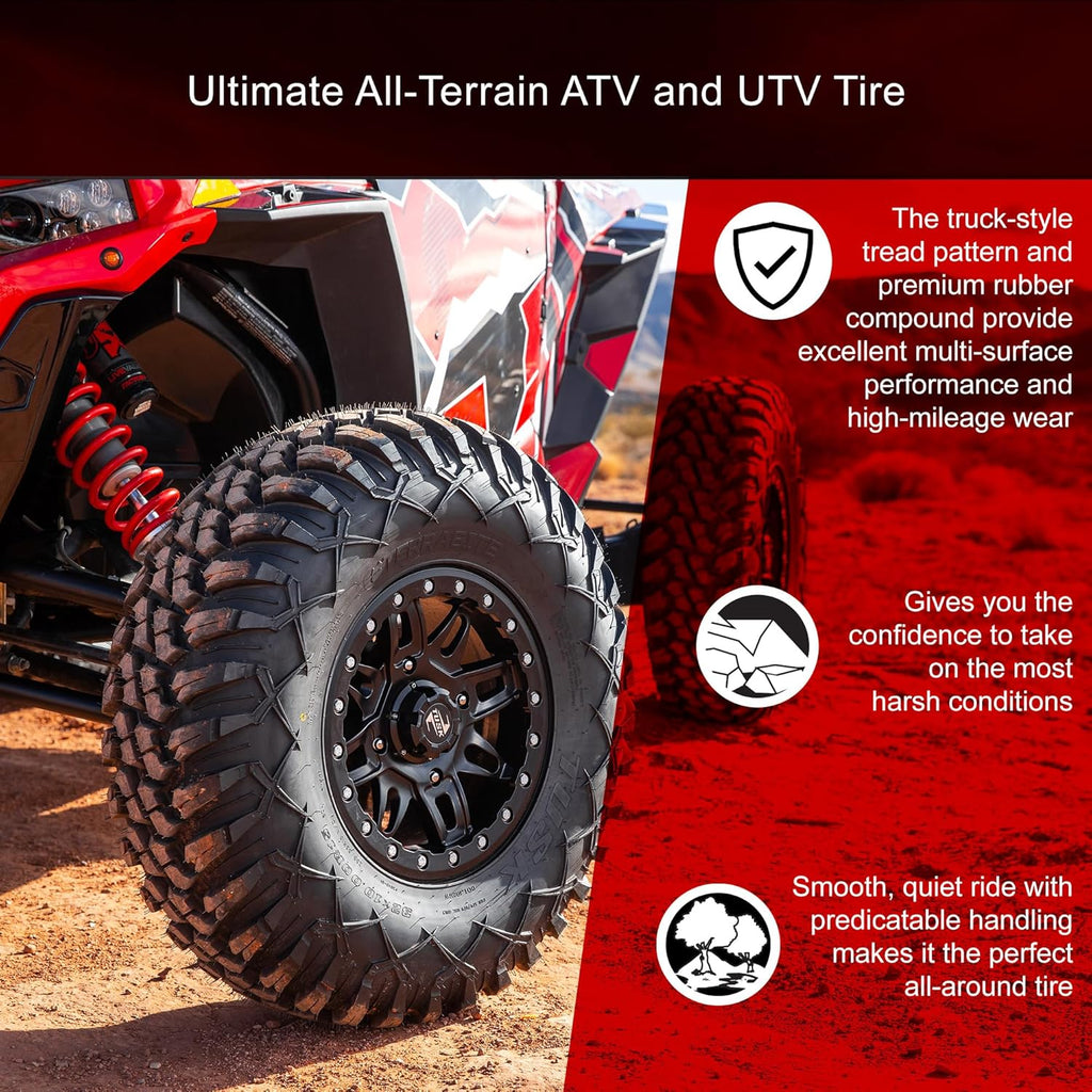 Set of 4 Tusk Terrabite® Radial Front & Rear Tires – 35x10.5-15 Front & Rear – 8-Ply Rated Radial Construction, ¾″ Deep Tread, Medium-Hard Terrain, Heavy Duty Sidewall Tread Armor, High Load Capacity